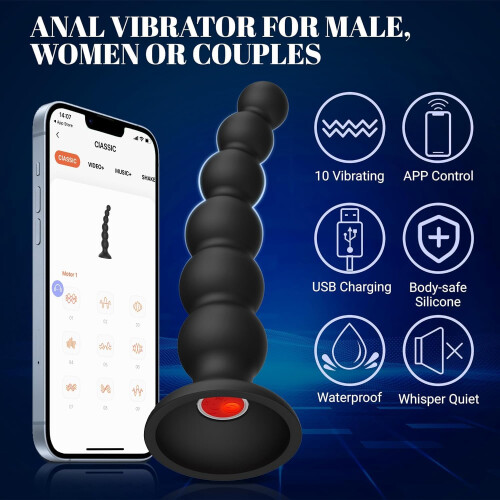 9-Mode Vibrating Anal Plug with APP Control, Prostate Massager