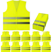 PeerBasics Veiligheidsvesten 10 stuks - Geel Reflecterend Hoge zichtbaarheid Hi Vis Zilver Strip Heren Dames Werk Fietsen Runner Landmeter Vrijwillig
