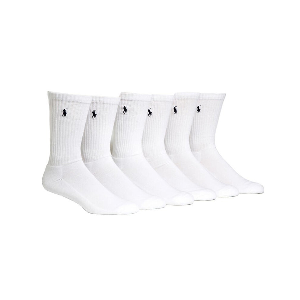 Ralph Lauren Crew Sport Socks 6-Pack  Size 10-13 Fits Shoe Size 6-12.5  White