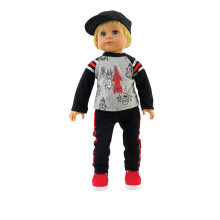 American Fashion World Rocketship-shirt met lange mouwen en broek voor jongens voor 18-inch poppen | Premiumkwaliteit en trendy ontwerp | Poppenkledi
