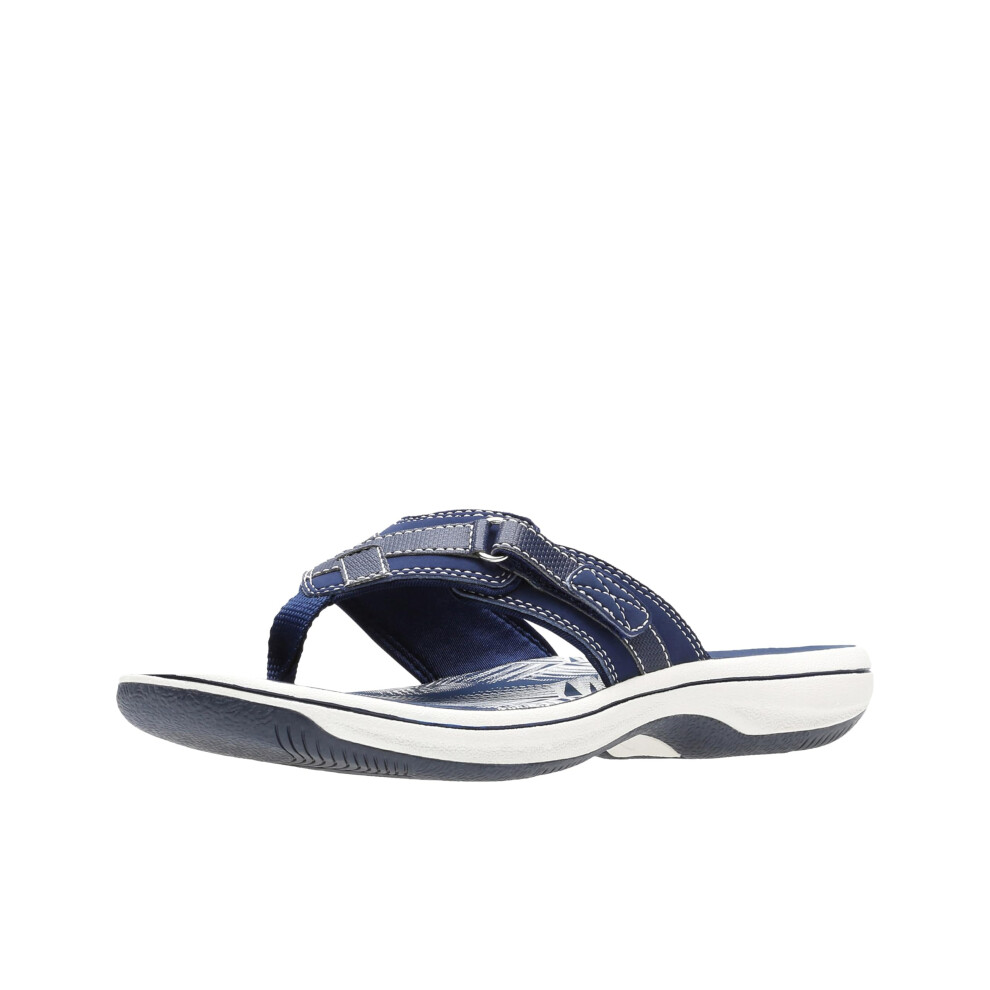 Clarks womens Breeze Sea Flip Flop  New Navy Synthetic  8 US