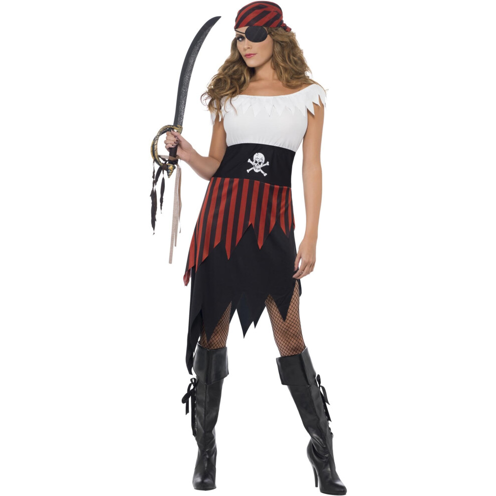 Smiffys Pirate Wench Costume  Size L  Multicolor (black / white)  Black  L - US Size 14-16