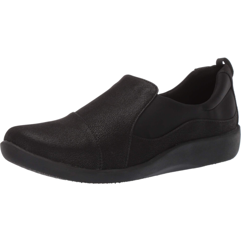 Clarks Women's CloudSteppers Sillian Paz Slip-On Loafer  Black Synthetic Nubuck  9 W US