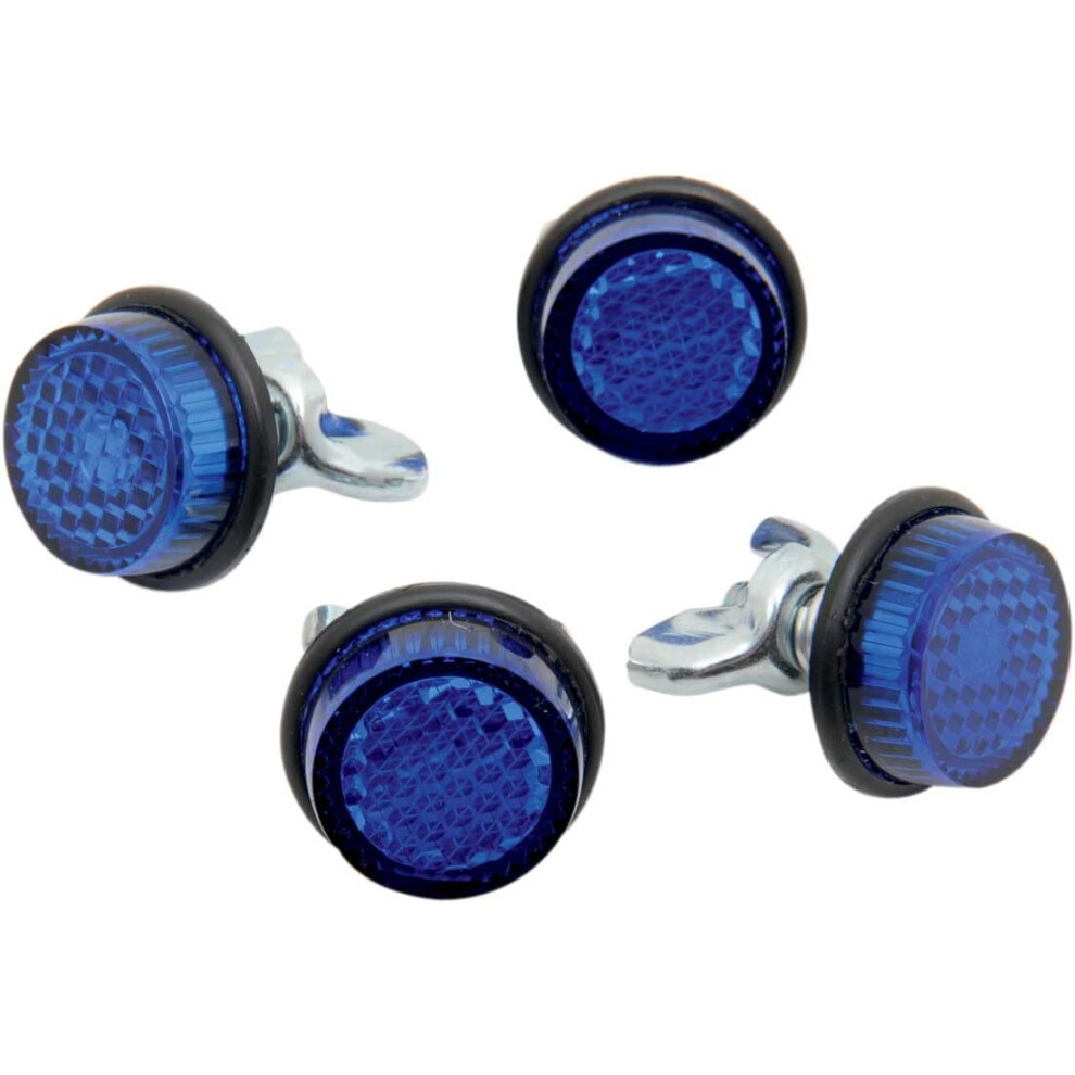 Chris Products CH4B Blue Motorcycle Mini License Plate Reflector  4 Pack