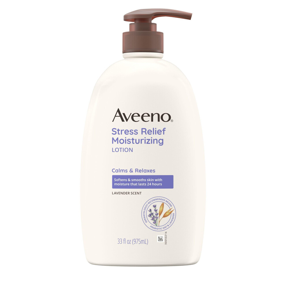 Aveeno Stress Relief Moisturizing Body Lotion with Lavender Scent  to help you feel Calm and Relaxed  Hydrating Body Lotion for Dry Skin  33 FL OZ