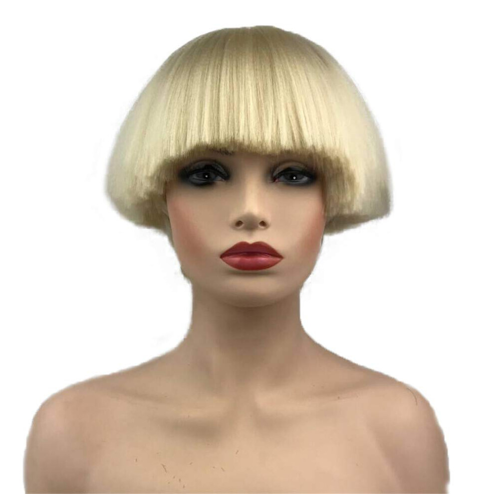 Aimole Short Yaki Straight Synthetic Wigs Blonde Mushroom Head Wig Bowl Haircut Wigs Bob Not,Specified