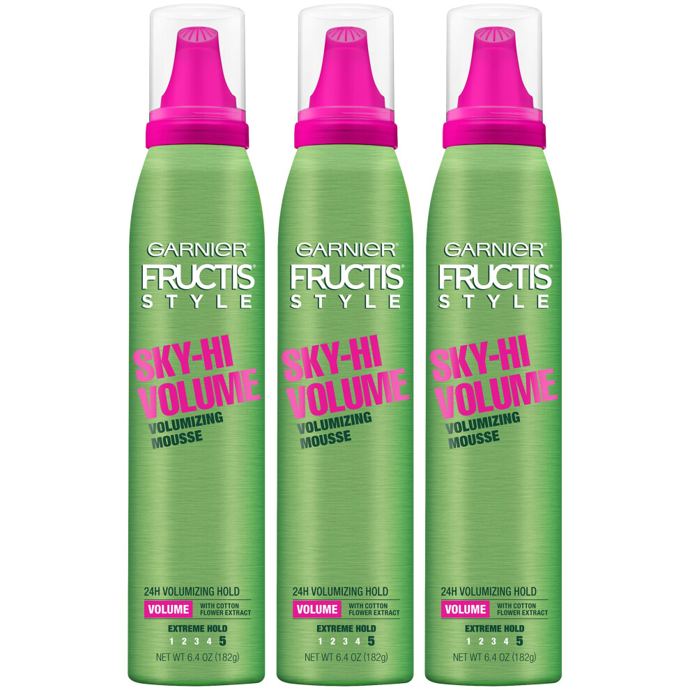 Garnier Fructis Style Sky-Hi Volume Mousse  Extreme Hold  6.4 Oz  3 Count (Packaging May Vary)