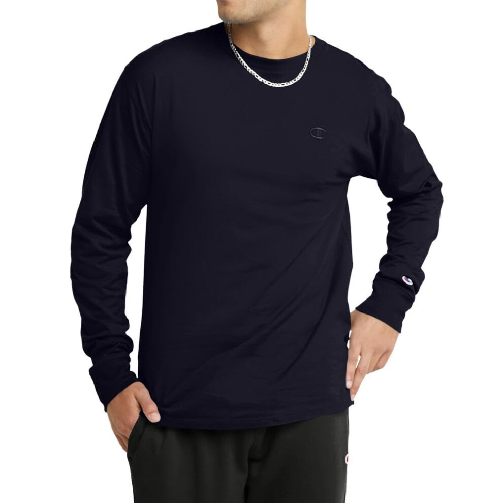 Champion  Classic Long Sleeve  Comfortable  Soft T-Shirt for Men (Reg. or Big & Tall)  Black  Medium