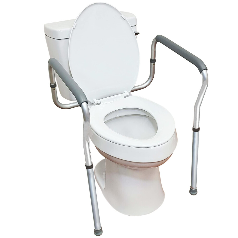 Carex Toilet Safety Frame - Toilet Safety Rails and Grab Bars for Seniors  Elderly  Disabled  Handicap - Easy Install with Adjustable Width/Height  Fi