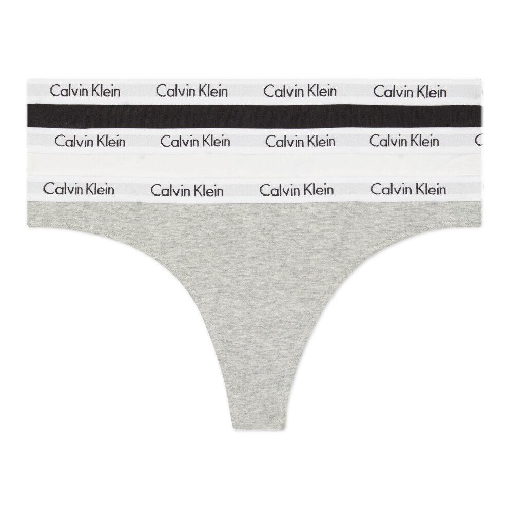 Calvin Klein Women's 3 Pack Carousel Thong Panty  Black/White/Grey Heather  Small