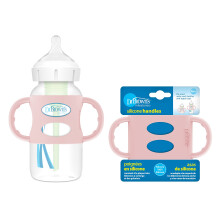 Dr. Brown's Milestones 100% Silikon Babyflaschen-Griffe, Weithals, Abnehmbare Sippy Cup Griffe, Hellrosa, 4m+, 1 Pack