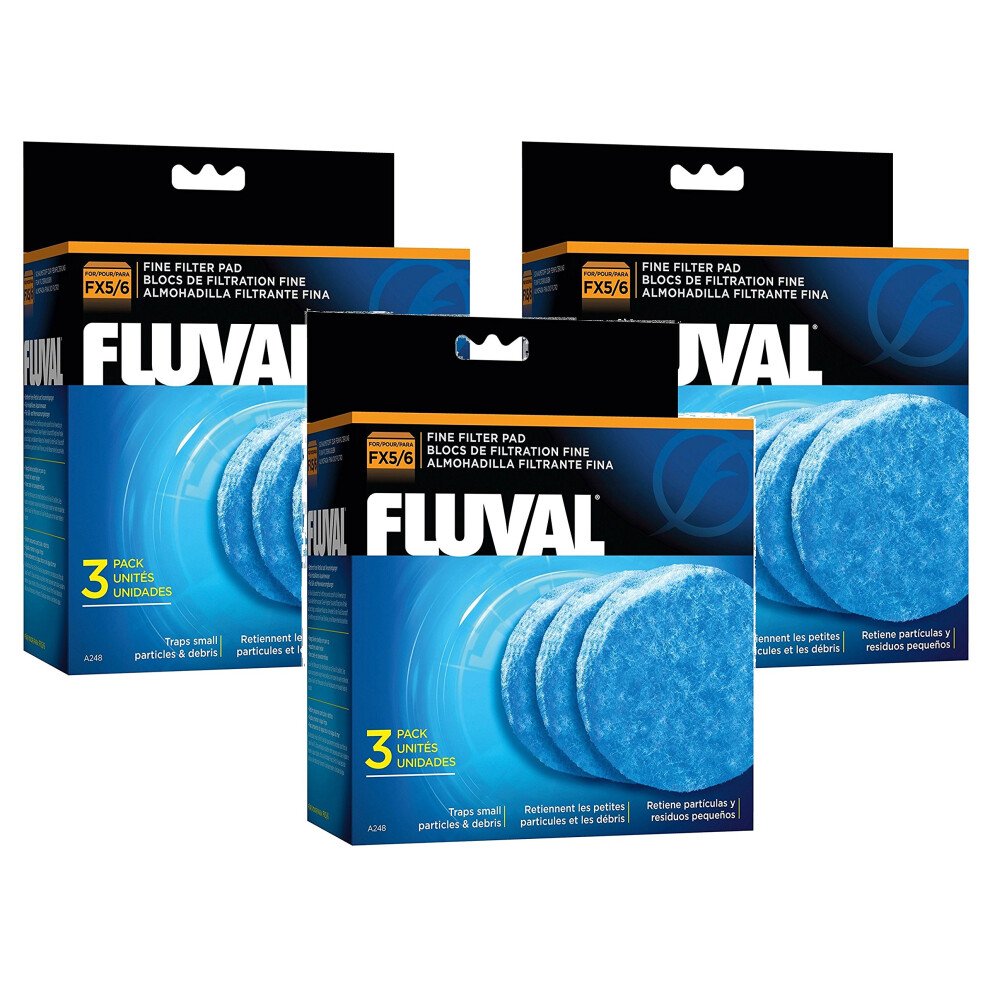 Fluval (9 Pack) Fine Filter Pad FX5 (3 Packages with 3 Filter Pads Each)