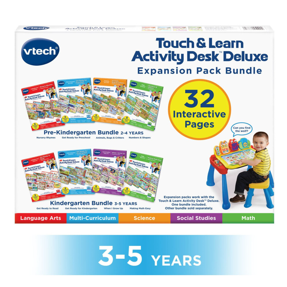 VTech Activity Desk 4-in-1 Kindergarten Expansion Pack Bundle for Age 3-5