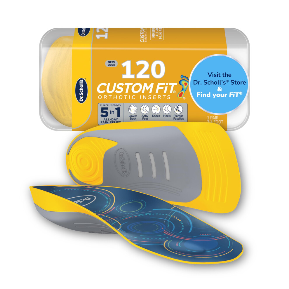 Dr. Scholls Custom Fit Orthotics 3/4 Length Inserts CF 120  5-in-1 All-Day Pain Relief for Feet  Lower Back  Knees  Heel & Plantar Fasciitis  Arch Sup