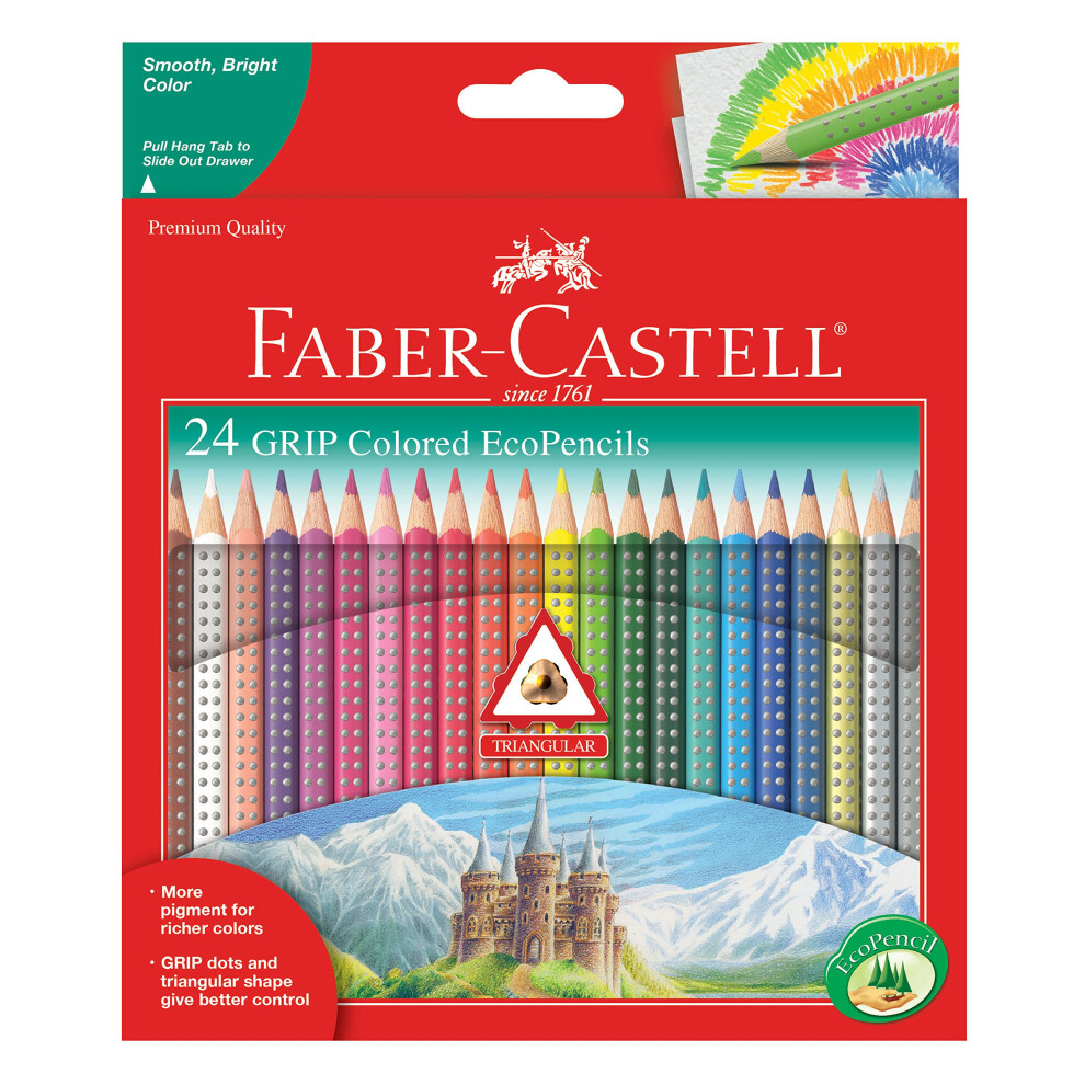 Faber-Castell Grip Colored EcoPencils - 24 Pack Colored Pencils  Pre-Sharpened