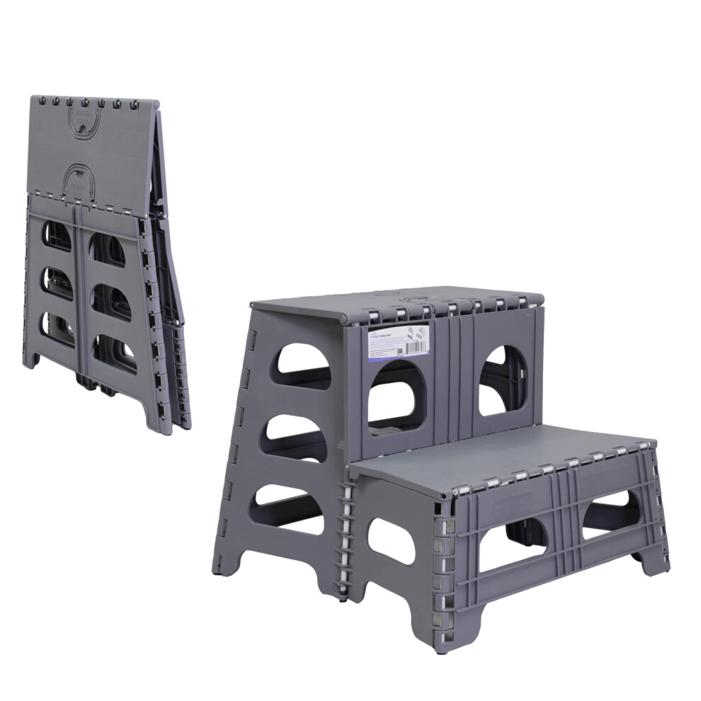 Tabouret pliant Bee Neat     2 marches pour adultes, enfants et tout-petits     Escabeau pliable et pliable pour cuisine, salle de bain ou chambre