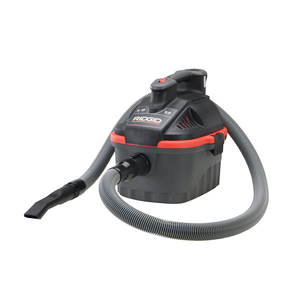 RIDGID 50313 Model 4000RV 4-Gallon Portable Wet and Dry Compact Vacuum Cleaner with 5.0 Peak-HP Motor  4 gallon  Red