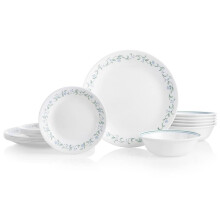 Corelle Vitrelle 18-Piece Service for 6 Dinnerware Set Triple Layer Glass and Chip Resistant Lightweight Round Plates and Bowls Set Country Cottage