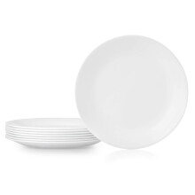 Corelle Vitrelle 8-Piece Dinner Plates Set Triple Layer Glass and Chip Resistant Lightweight Round Plates Winter Frost White