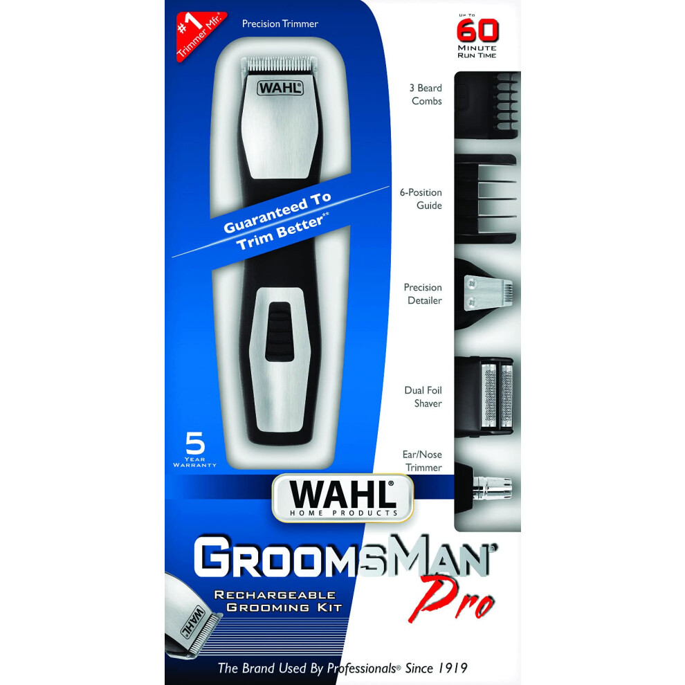 Wahl 9855-300 Groomsman Pro All-in-one Rechargeable Grooming Kit  Black/Silver