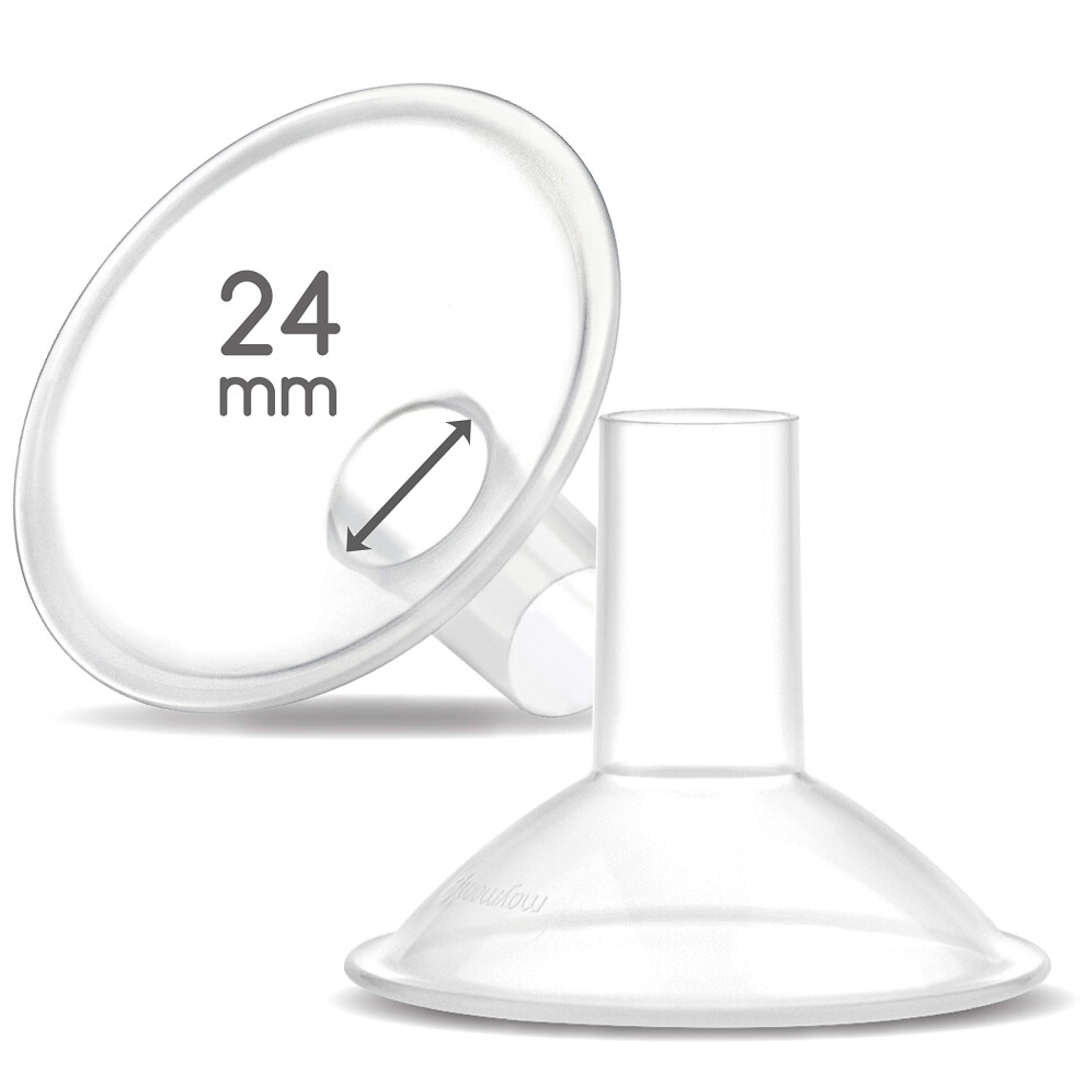 Myfit Crater Series 24 Mm 2Xtwo-Piece Breastshield Compatible With Medela Breast Pumps. Long Nipple Tunnel For Elasitc Nipples Maymom