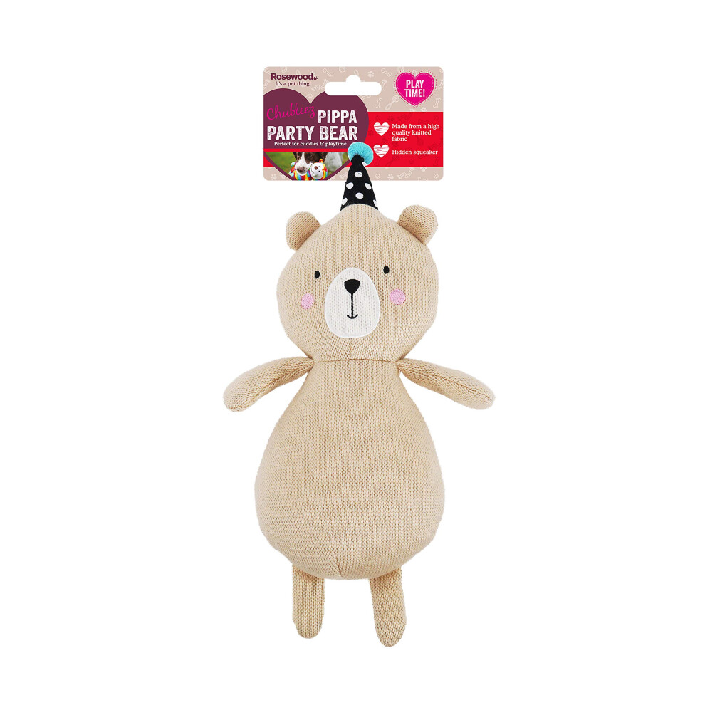 Pippa Party Bear  Plush Interactive Dog Toy - Beige