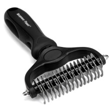 Maxpower Planet Pet Grooming Brush - Double Sided Shedding and Dematting Undercoat Rake Comb for Dogs and Cats Extra Wide Black Dog Grooming Brush