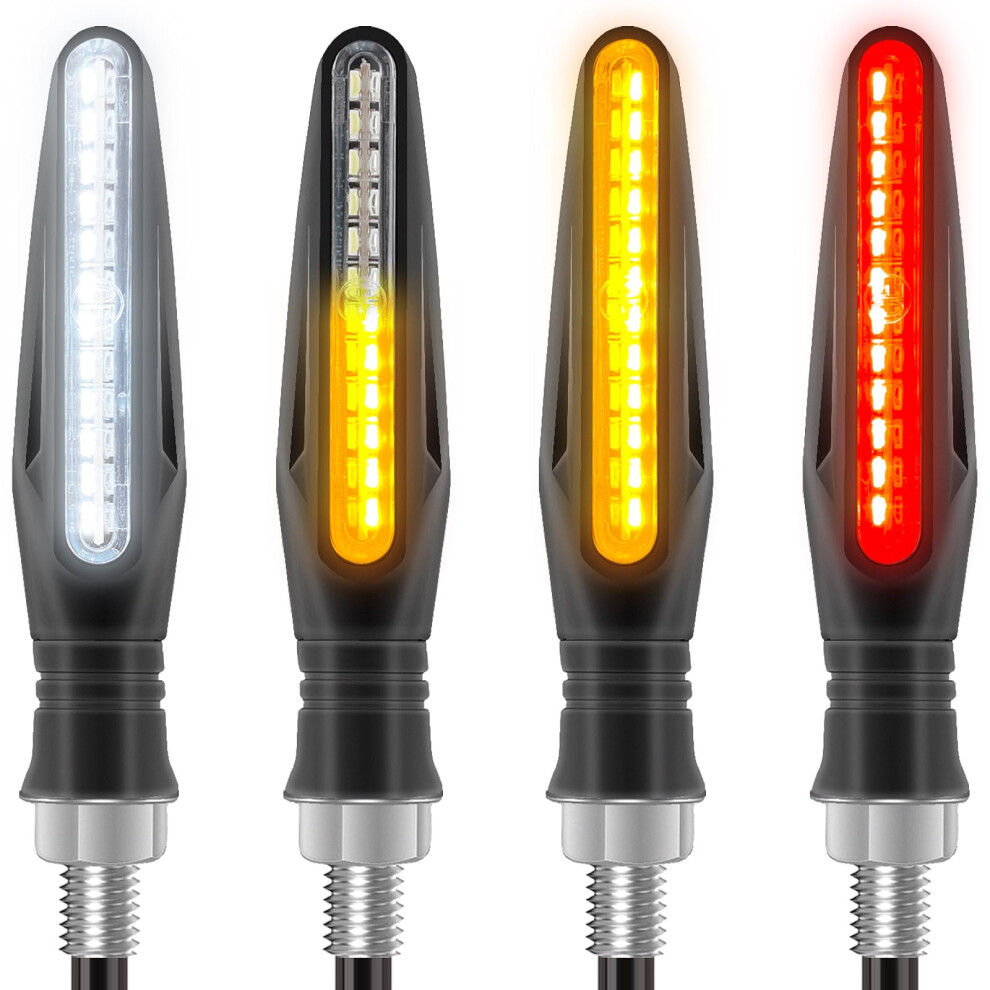 Kinstecks New Version] 4Pcs Motorcycle Indicators Flowing Turn Signal Lights Motorbike Turning Indicators Daytime Running Lights Brake Lights 12V For 6430030949583