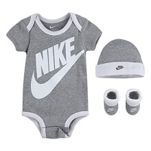 Nike Baby Mütze, Body und Booties 3-teiliges Geschenkeset, Grau Sportbekleidung, 0/6M