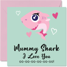 Birthday cards for Mummy - Mummy Shark - Mummy Birthday card from Daughter Son Happy Birthday Mummy Baby Mothers Day 57 x 57 Inch Seasonal Mama Mam