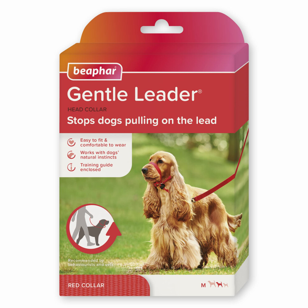 Beaphar  gentle Leader  Head collar for Medium Dogs  Stops Pulling On The Lead  Training Aid with Immediate Effect  Endorsed by Behaviourists  Red x 1