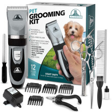 Professional Dog grooming Kit - cordless Low Noise Dog clippers for grooming Thick coats - All Pet Safe cat Hair Trimmer - Pet grooming Kit Includes D