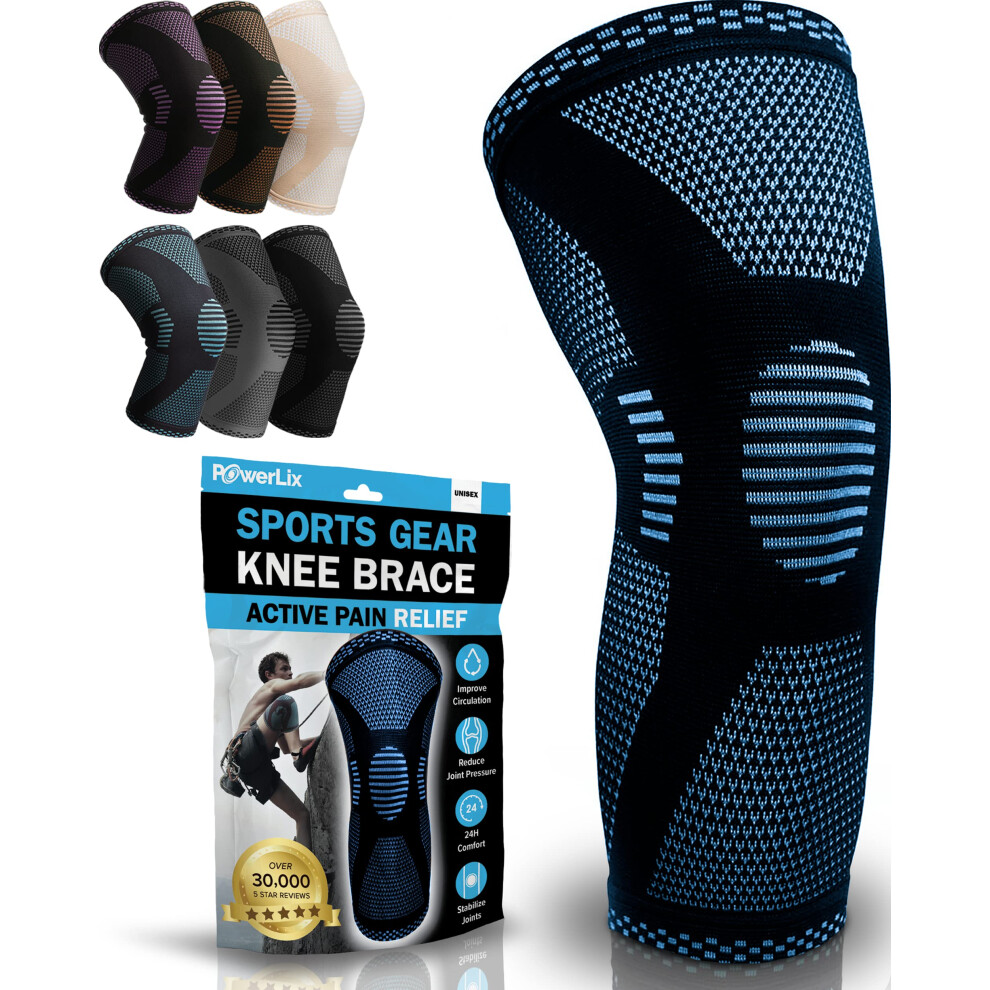Powerlix Knee Compression Sleeve - Best Knee Brace For Knee Pain For Men & Women Knee Support For Running Basketball Volleyball Weightlifting Gy