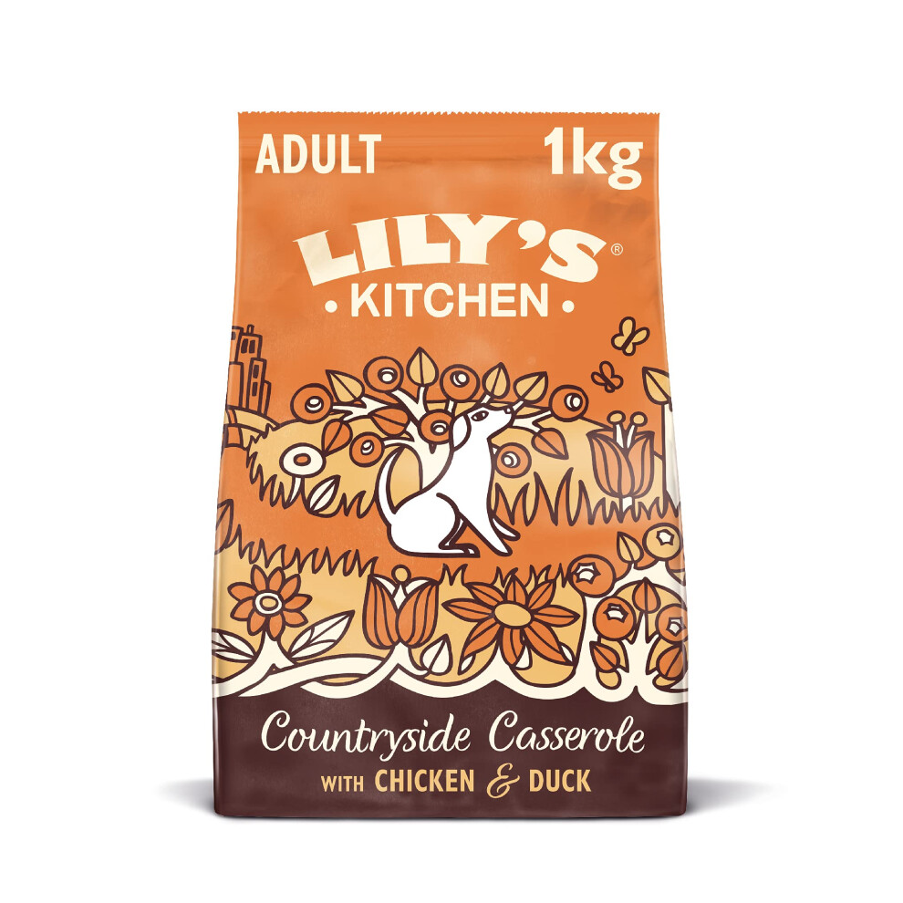 Lily's Kitchen Chicken & Duck Countryside Casserole Natural Free Complete Adult Dry Dog Food 1 Kg Grain