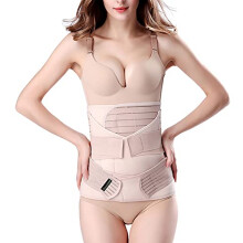 ChongErfei 3 in 1 Postpartum Support Recovery Belly Wrap Waist/Pelvis Belt Body Shaper Postnatal Shapewear,XL Beige