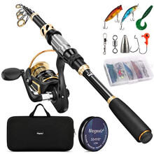 Magreel Telescopic Fishing Rod and Reel combo Set with Fishing Line Fishing Lures Kit& Accessories and carrier Bag for Saltwater Freshwater 27M-886F