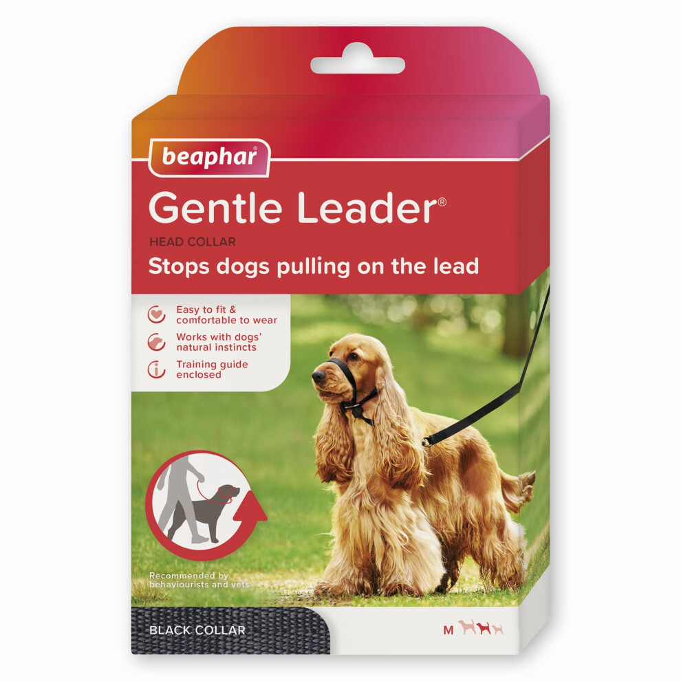 Beaphar  gentle Leader  Head collar for Medium Dogs  Stops Pulling On The Lead  Training Aid with Immediate Effect  Endorsed by Behaviourists  Black x