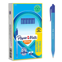 Paper Mate InkJoy 100RT Retractable Balpennen | Medium Punt (1.0mm) | Blauw | 20 Stuks