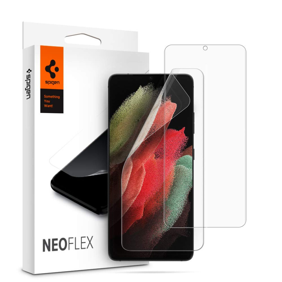 Spigen NeoFlex Screen Protector Designed for Samsung galaxy S21 Ultra (2021) 2 Pack] - case Friendly