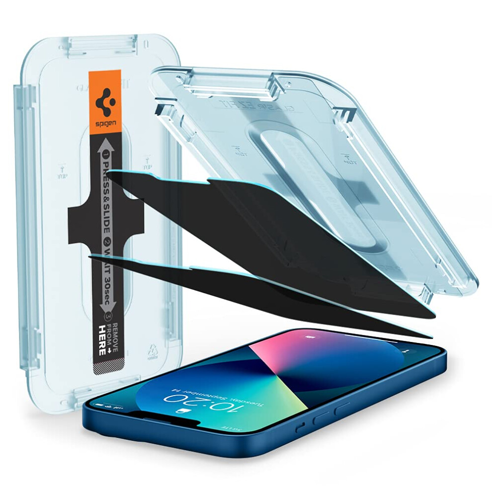 Spigen Tempered glass Screen Protector glasTR EZ FIT - Privacy] Designed for iPhone 13 Mini - 2 Pack