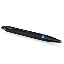 Parker IM Vibrant Rings Ballpoint Pen Satin Black Lacquer with Marine Blue Accents Medium Point with Blue Ink Refill gift Box