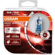 OSRAM NIgHT BREAKER LASER H4 next generation 150% more brightness halogen headlamp 64193NL-HcB 12V passenger car duo box (2 lamps)