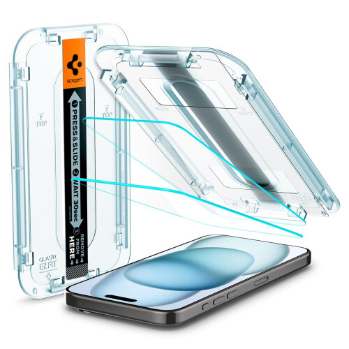 Spigen Spigen Tempered glass Screen Protector glasTR EZ FIT] Designed for iPhone 15 2 Pack] clear