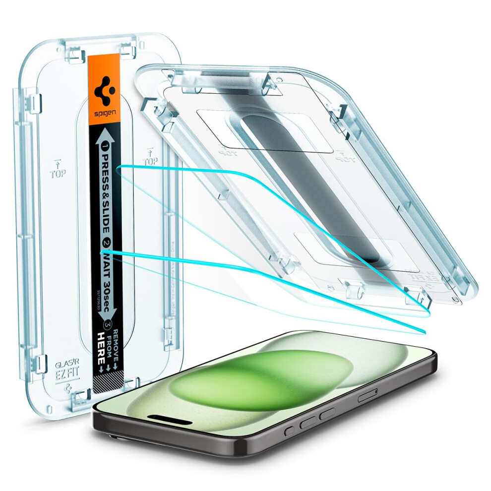 Spigen Tempered glass Screen Protector glasTR EZ FIT] designed for iPhone 15 Plus 2 Pack]