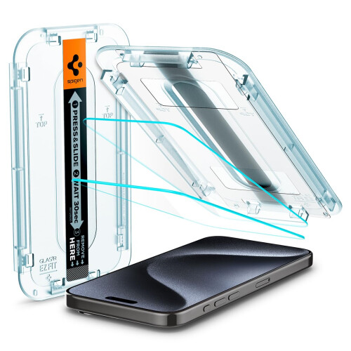 Spigen Spigen Tempered glass Screen Protector glasTR EZ FIT] designed for iPhone 15 Pro case Friendly] - 2 Pack