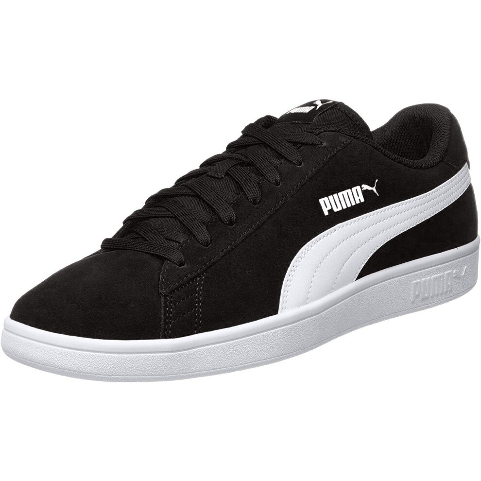 PUMA Unisex Smash V2 Trainers  Black White Silver  85 US Men