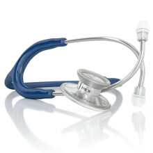MDF Acoustica Lightweight Stethoscope for Doctors Nurses Students Home Health Use Adult Dual Head Navy Blue Tube Silver Chestpiece-Headset MDF
