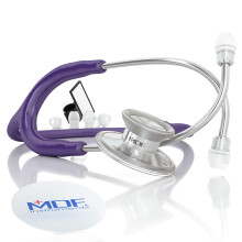 MDF Acoustica Lightweight Stethoscope for Doctors Nurses Students Home Health Use Adult Dual Head Purple Tube Silver Chestpiece-Headset MDF747