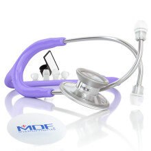MDF Acoustica Lightweight Stethoscope for Doctors Nurses Students Home Health Use Adult Dual Head Pastel Purple Tube Silver Chestpiece-Headset