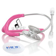 MDF Acoustica Lightweight Stethoscope for Doctors Nurses Students Home Health Use Adult Dual Head Fuchsia Tube Silver Chestpiece-Headset MDF74
